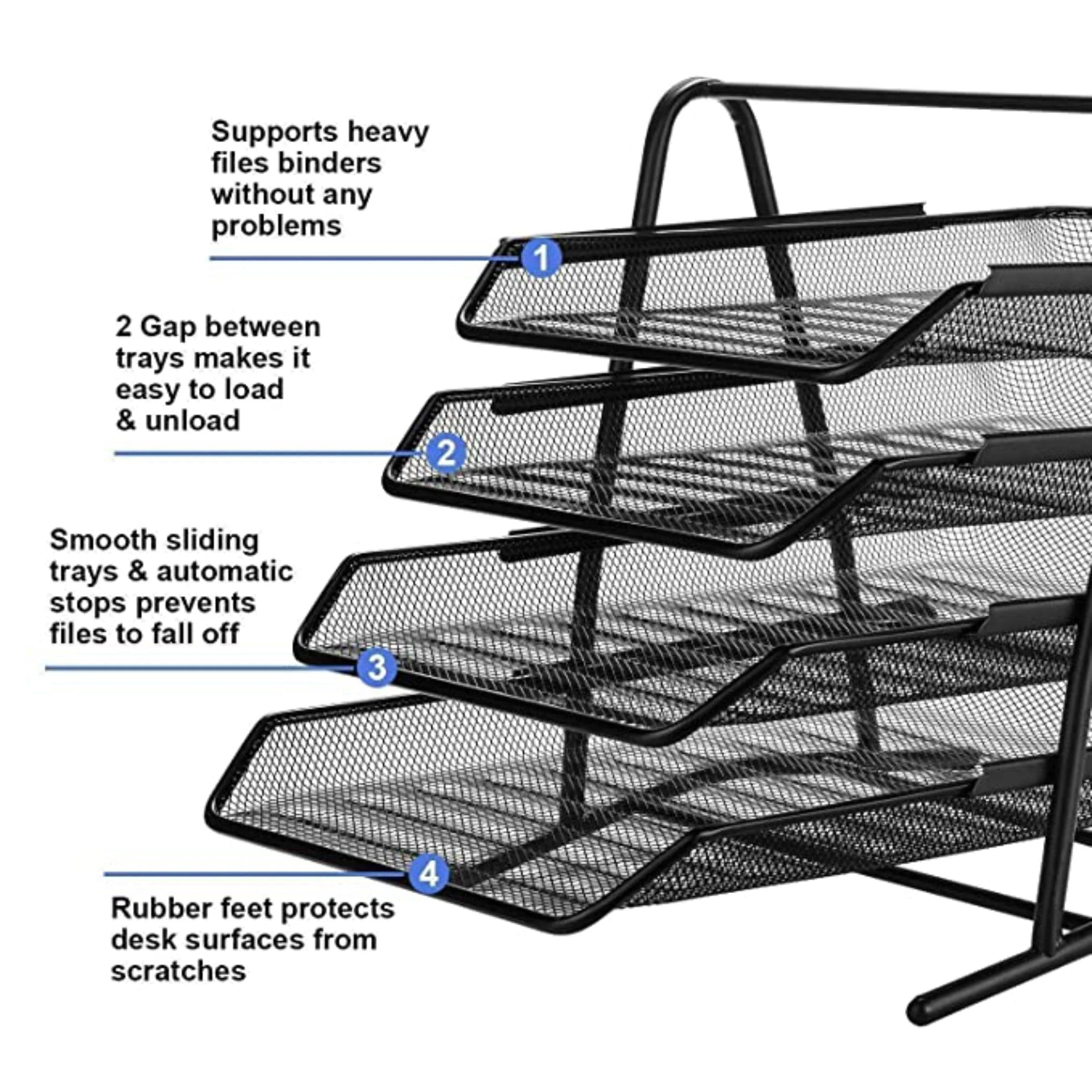 Metal Mesh Letter Tray 4 Step - Image 3